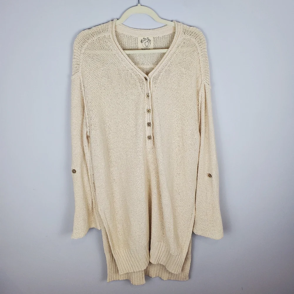 Free People We The Free Firefly Knit Tunic Top Sweater Size Small Cream